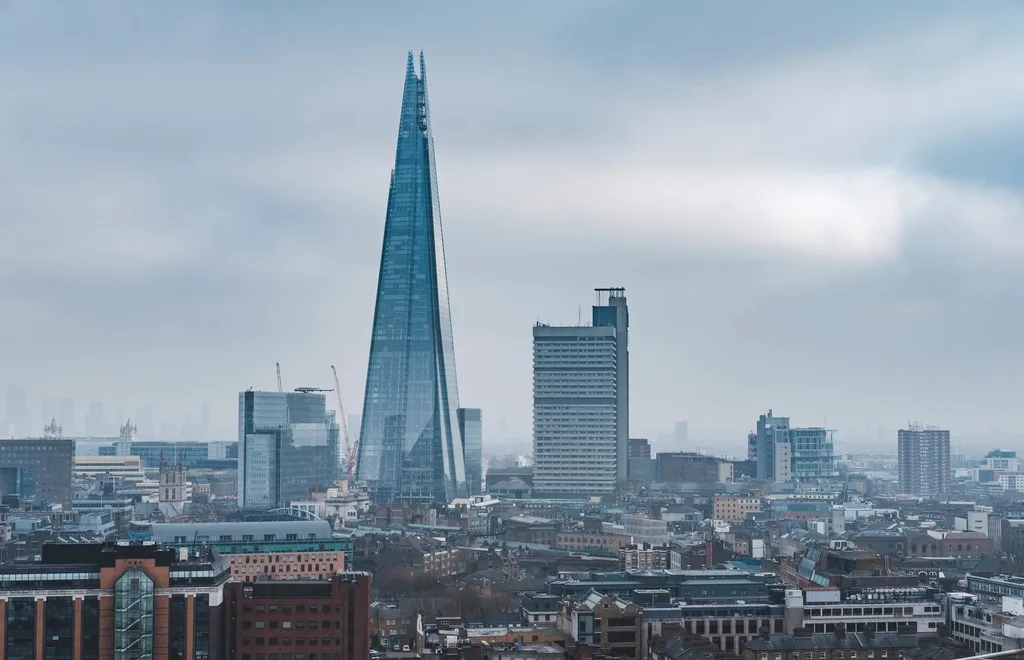 The London skyline under an overcast sky
